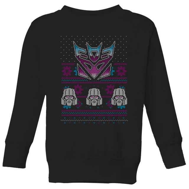 Decepticons Classic Ugly Knit Kinder Weihnachtspullover – Schwarz