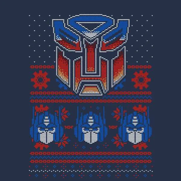 Autobots Classic Ugly Knit Men's Christmas T-Shirt - Navy