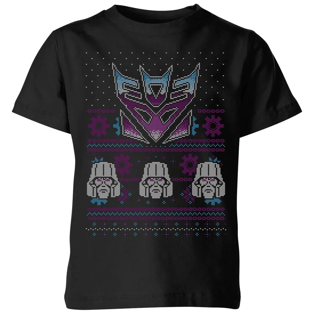 Decepticons Classic Ugly Knit Kids' Christmas T-Shirt - Black - 3-4 Jahre Bild 1