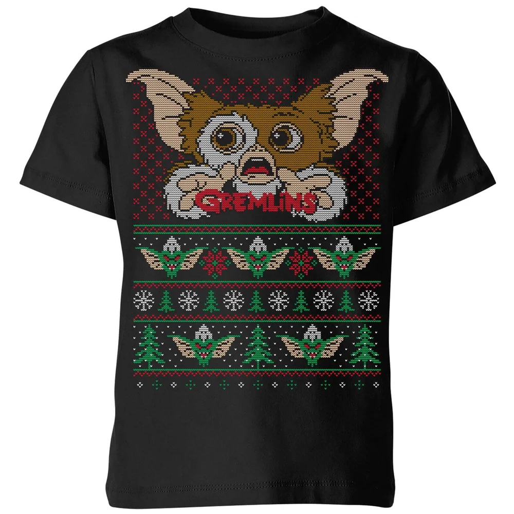 Gremlins Ugly Knit Kids' Christmas T-Shirt - Black - 3-4 Jahre Bild 1