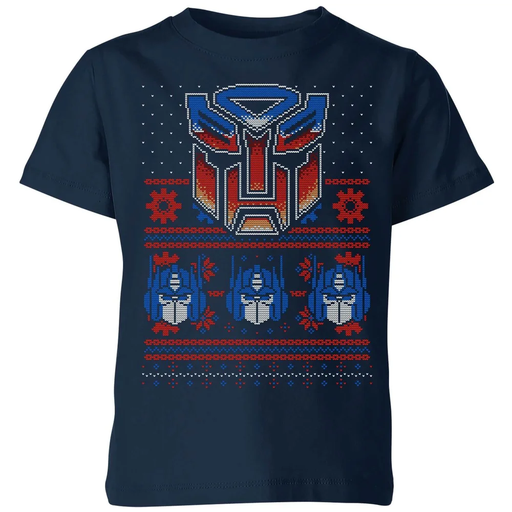 Autobots Classic Ugly Knit Kids' Christmas T-Shirt - Navy - 3-4 Jahre Bild 1