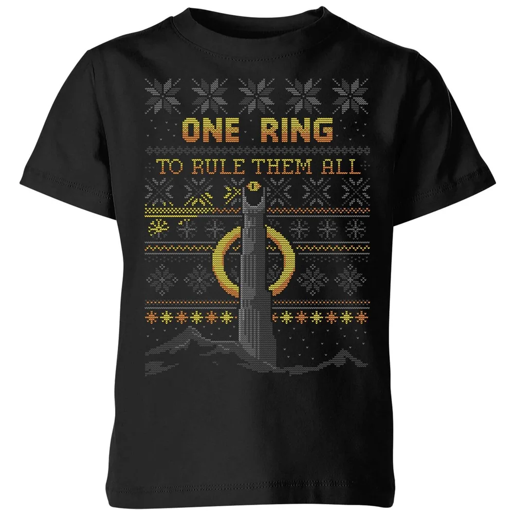 The Lord Of The Rings One Ring Kids' Christmas T-Shirt in Black - 3-4 Jahre Bild 1