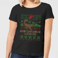 Jurassic Park Clever Girl Women's Christmas T-Shirt - Black