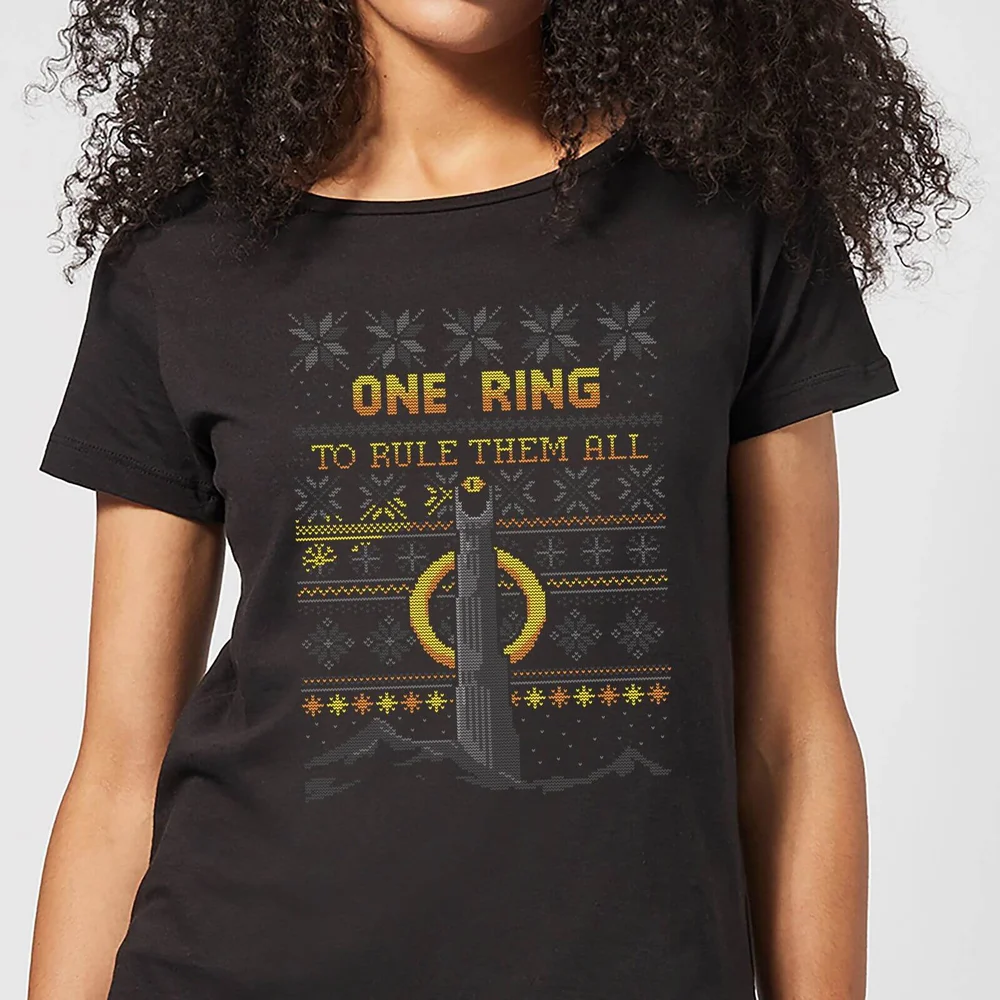 The Lord Of The Rings One Ring Women's Christmas T-Shirt in Black - S Bild 1