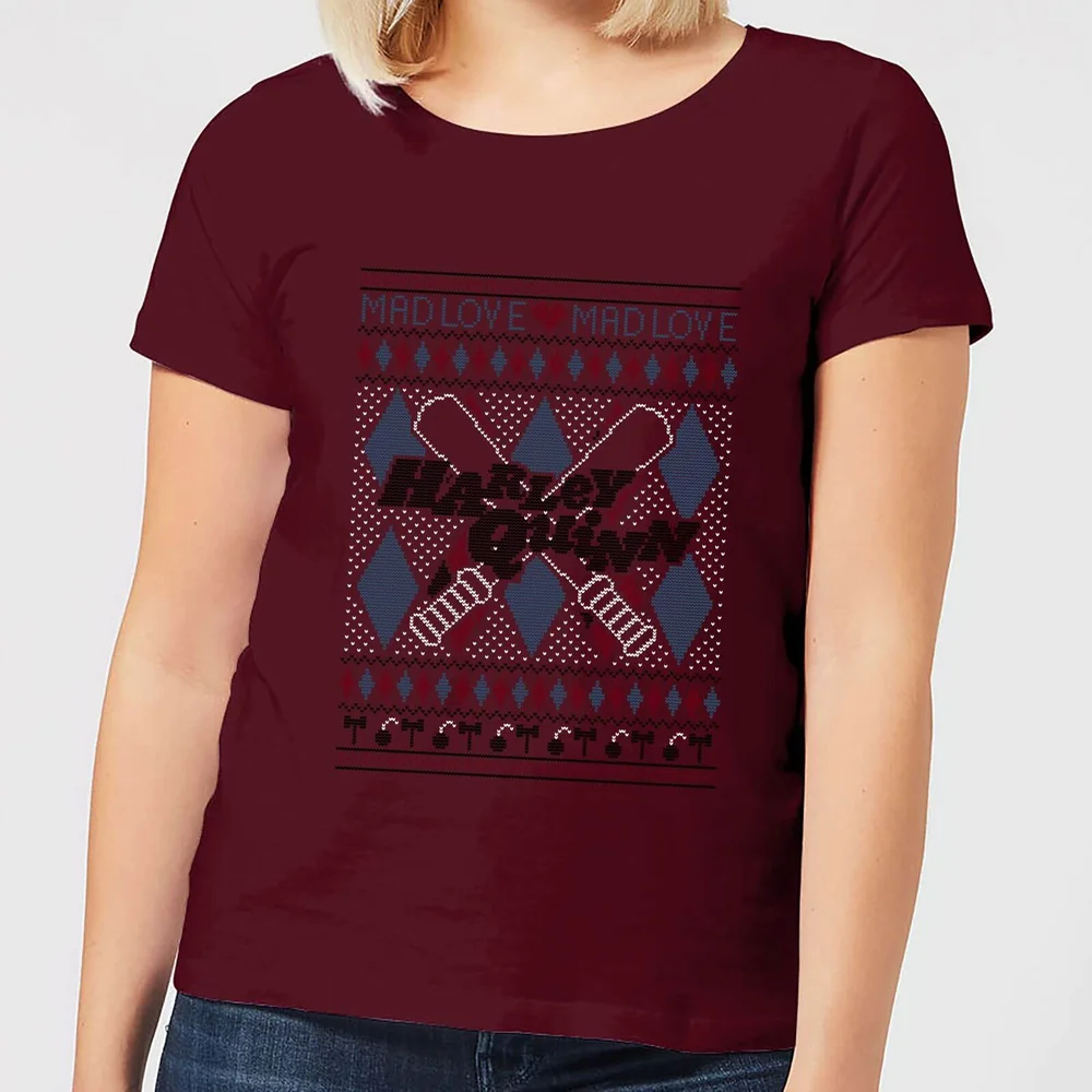 Harley Quinn Women's Christmas T-Shirt - Burgundy - S Bild 1
