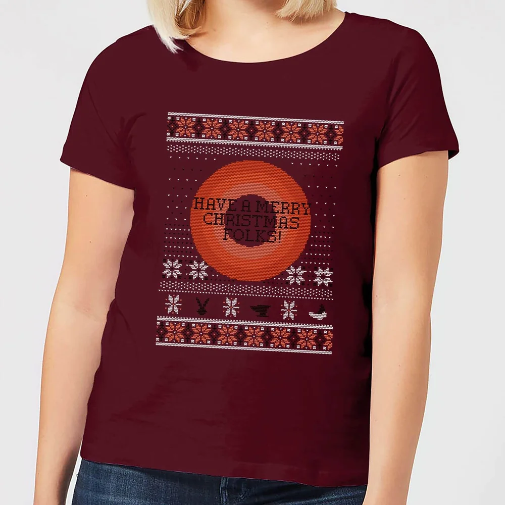 Looney Tunes Knit Women's Christmas T-Shirt - Burgundy - S Bild 1