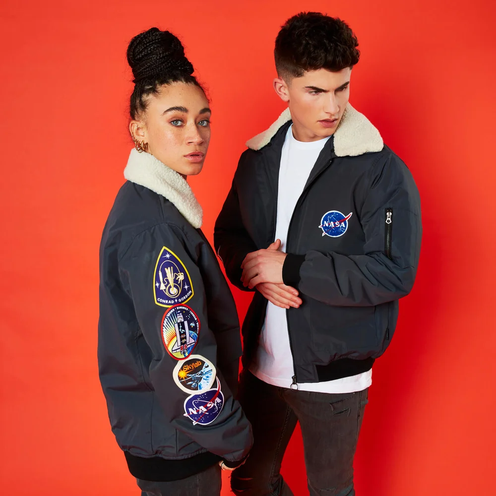 NASA Badged Unisex Aviator Jacke - Grau - S Bild 1