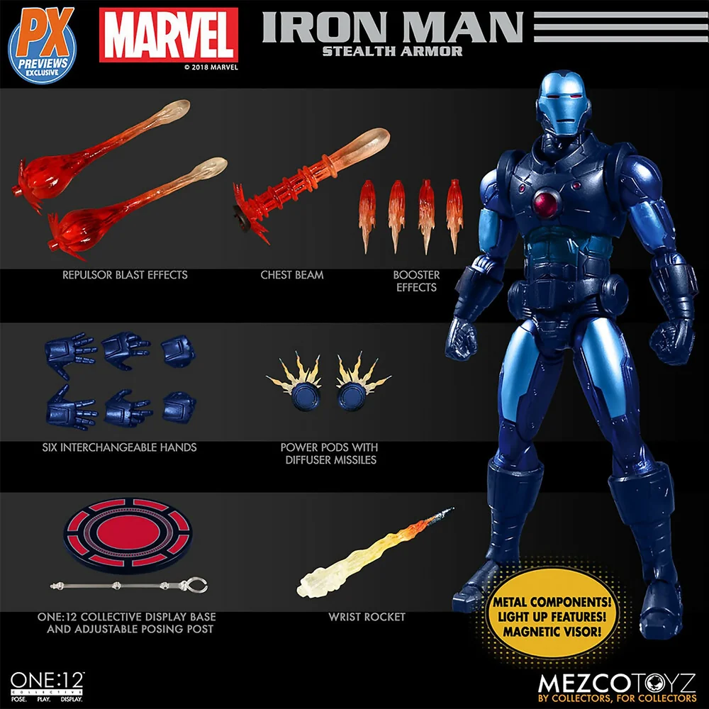 Mezco One:12 Collective Marvel Comics Iron Man Figure (Stealth Armor Suit Version) Bild 1