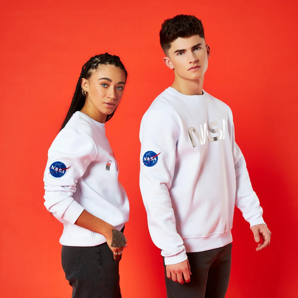 NASA Metallic Logo Unisex Sweatshirt - Weiß - S Bild 1