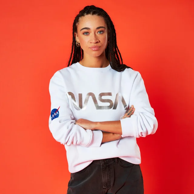 NASA Metallic Logo Unisex Sweatshirt - Weiß