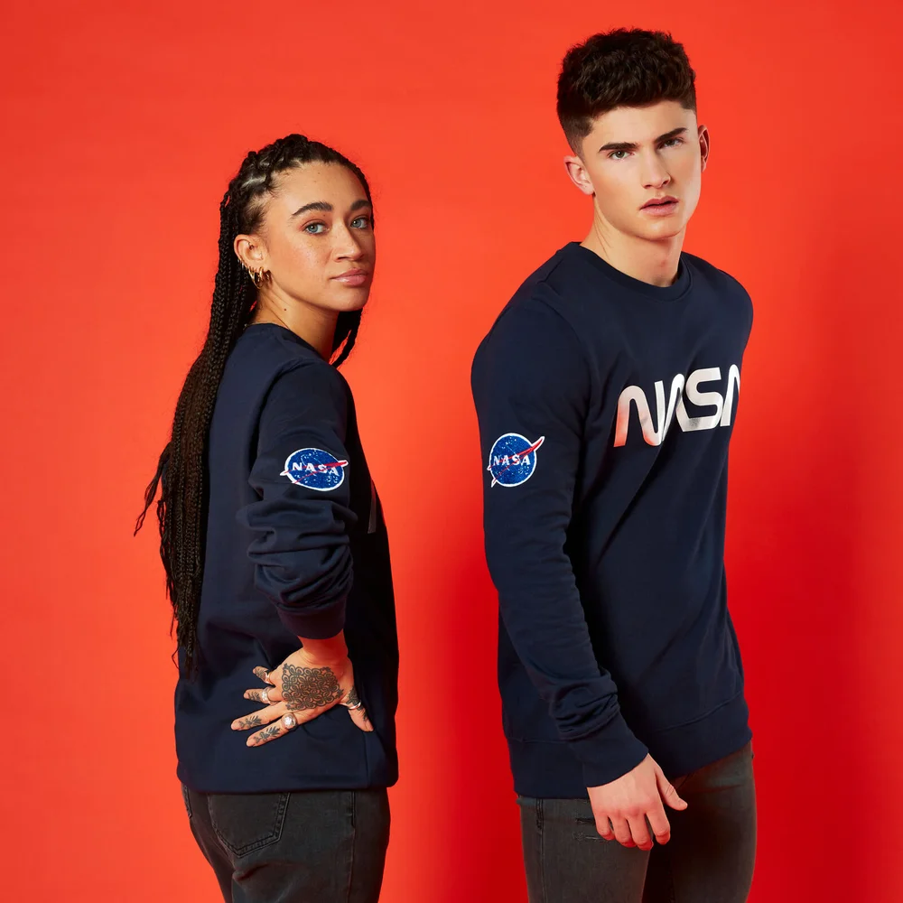 NASA Metallic Logo Unisex Sweatshirt - Navy Blau - S Bild 1