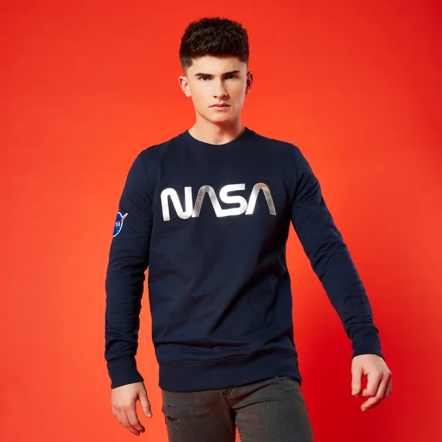 NASA Metallic Logo Unisex Sweatshirt - Navy Blau