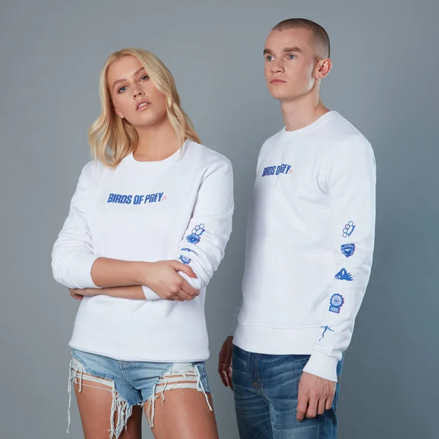 Emblem Sleeve Unisex Birds of Prey Sweatshirt - Weiß