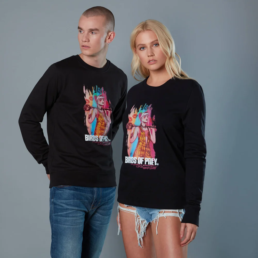 Harley Quinn Acrylic Storke Portrait Unisex Birds of Prey Sweatshirt - Schwarz - S Bild 1