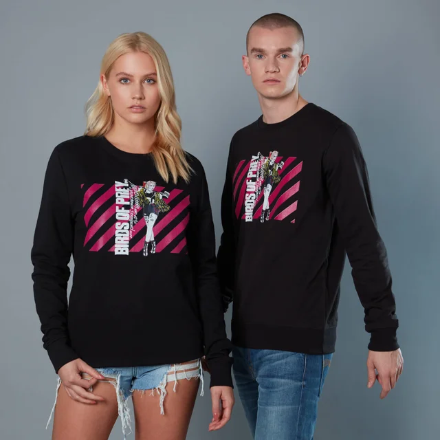 Harley Quinn Pink Stripes Unisex Birds of Prey Sweatshirt - Schwarz