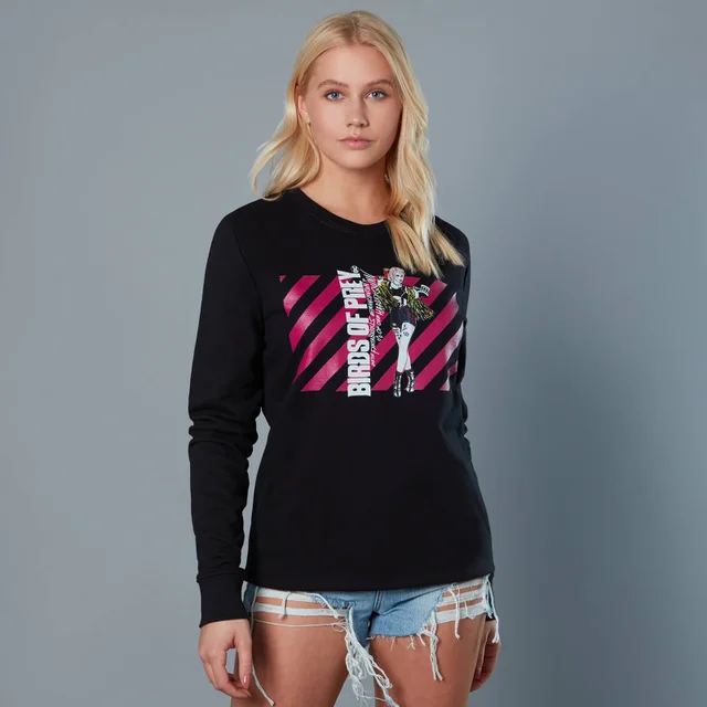 Harley Quinn Pink Stripes Unisex Birds of Prey Sweatshirt - Schwarz