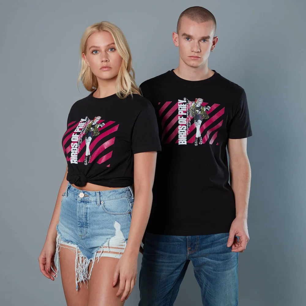 Harley Quinn Pink Stripes Unisex Birds of Prey T-Shirt - Schwarz - S Bild 1