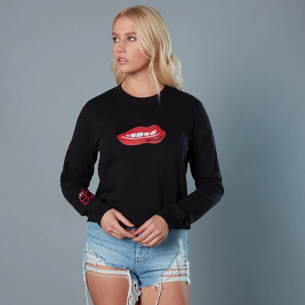 Rot Lips und Knuckduster Birds of Prey Damen Cropped Sweatshirt - Schwarz - S Bild 1
