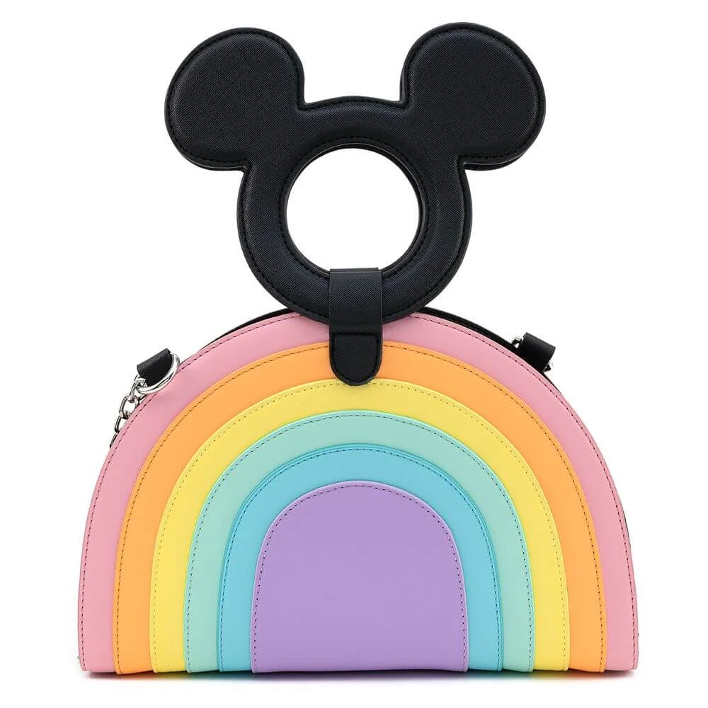 Loungefly Disney Mickey Mouse Umhängetasche mit Pastel-Regenbogen und Griff Bild 1