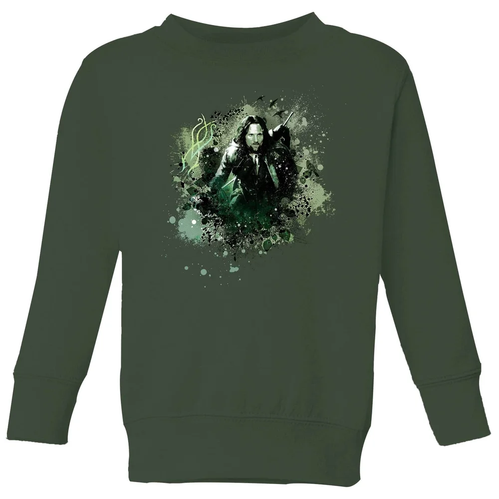 The Lord Of The Rings Aragorn Colour Splash Kids' Sweatshirt - Forest Green - 3-4 Jahre Bild 1