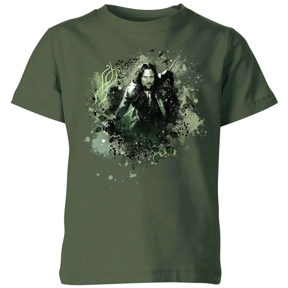 The Lord Of The Rings Aragorn Colour Splash Kids' T-Shirt - Forest Green - 3-4 Jahre Bild 1