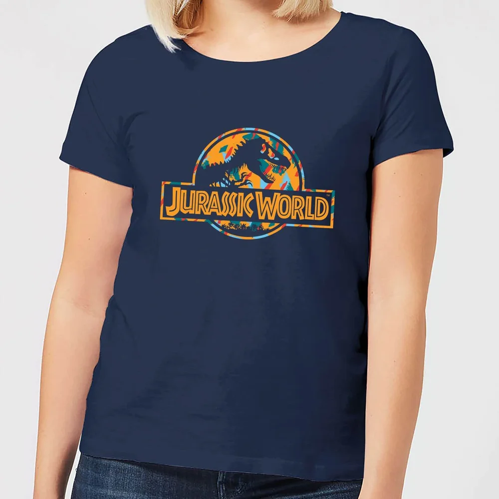 Jurassic Park Logo Tropical Women's T-Shirt - Navy - S Bild 1