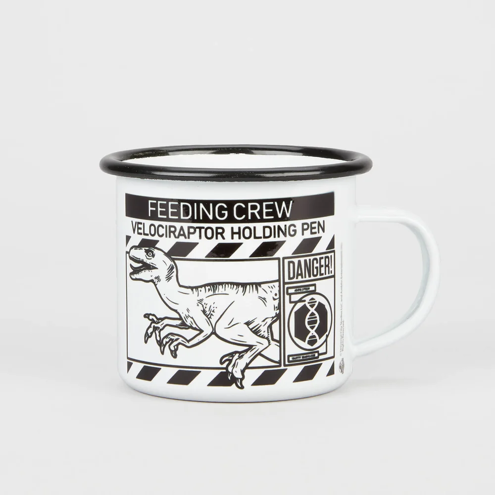Jurassic Park Primal Raptor Holding Pen Enamel Tasse - Weiß - Schwarzer Rand Bild 1