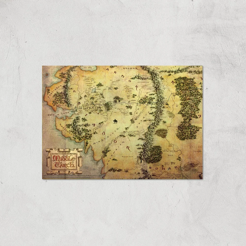 Lord Of The Rings Map Giclee Art Print - A4 - Print Only Bild 1