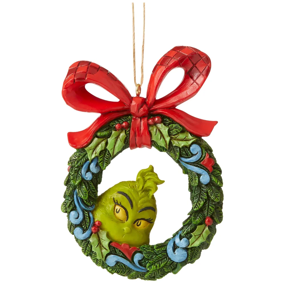 Der Grinch von Jim Shore Grinch Peeking Through Wreath (Hängeornament) 9 cm Bild 1
