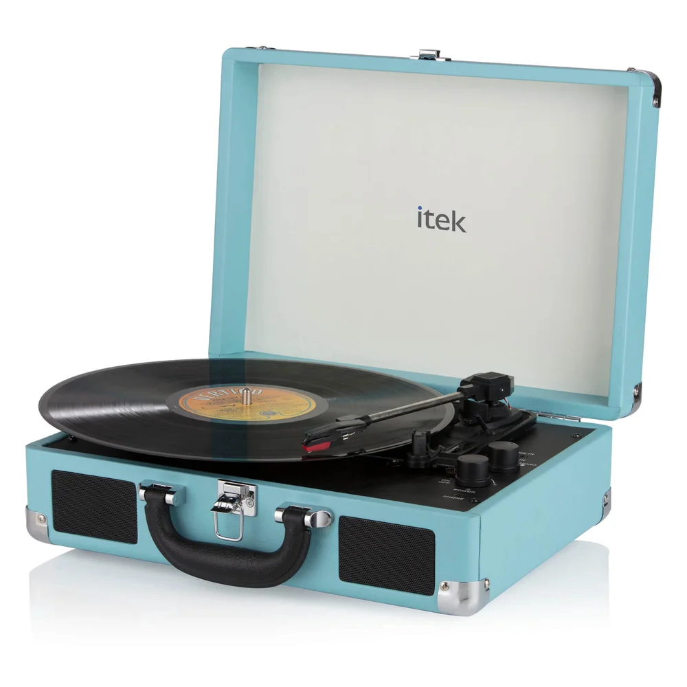 iTek Portable Turntable with Built-in Speakers - Blue Bild 1
