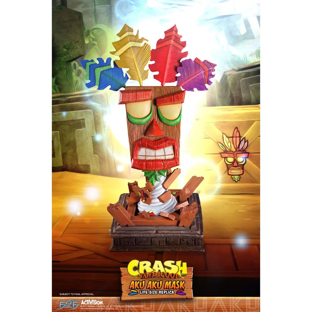 First 4 Figures Crash Bandicoot Aku Aku Maske Lebensgroße Harzfigur Bild 1