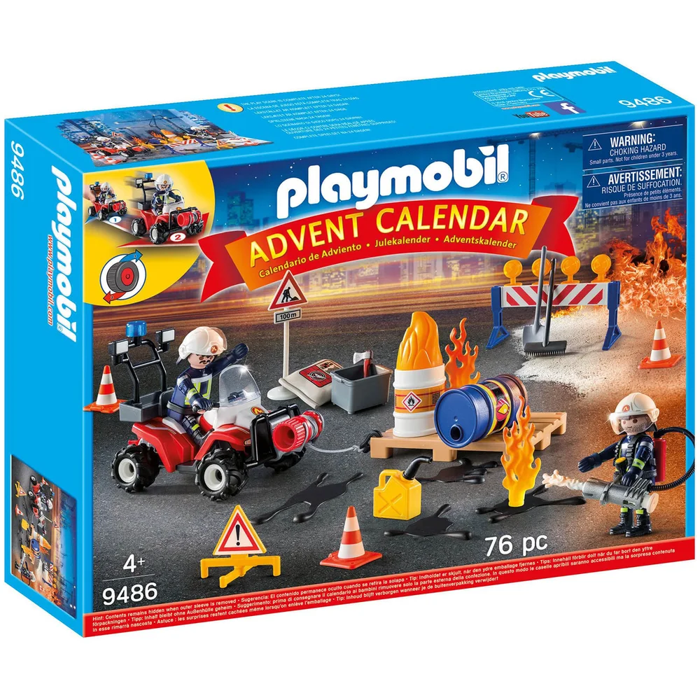 Playmobil Advent Calendar - Construction Site Fire Rescue with Pullback Motor (9486) Bild 1