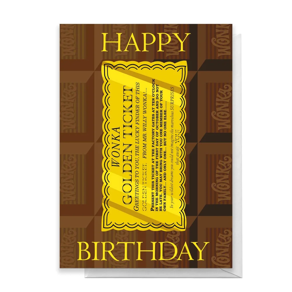 Willy Wonka Golden Ticket Birthday Greetings Card - Standard Card Bild 1