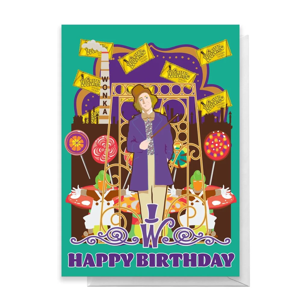 Willy Wonka Birthday Greetings Card - Standard Card Bild 1