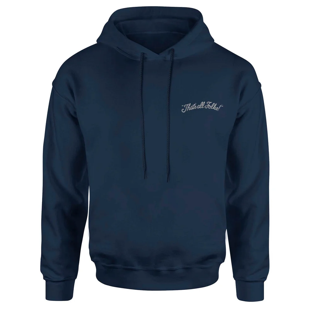 Looney Tunes That's All Folks Embroidered Unisex Hoodie - Navy - S Bild 1