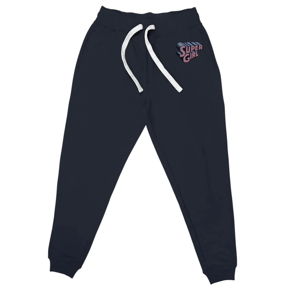DC Super Girl Embroidered Unisex Joggers - Navy - S Bild 1