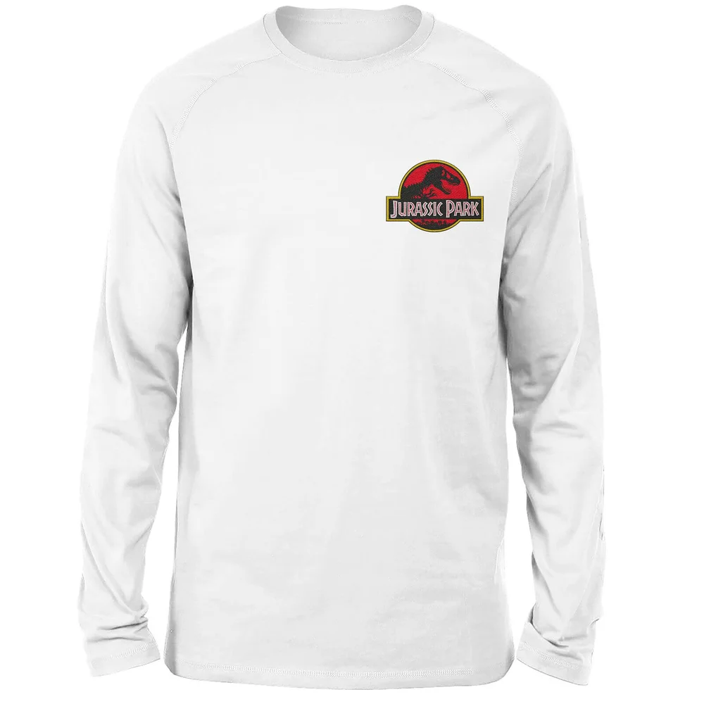 Jurassic Park Logo Embroidered Unisex Long Sleeved T-Shirt - White - S Bild 1
