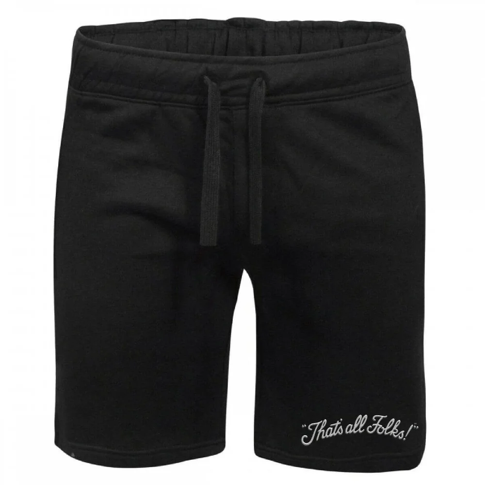 Looney Tunes That's All Folks Embroidered Unisex Jogger Shorts - Black - S Bild 1