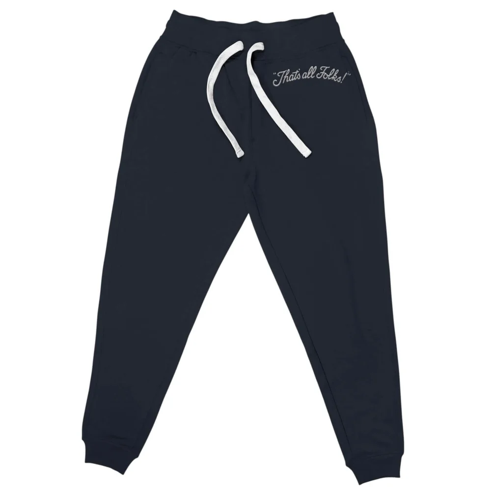Looney Tunes That's All Folks Embroidered Unisex Joggers - Navy - S Bild 1