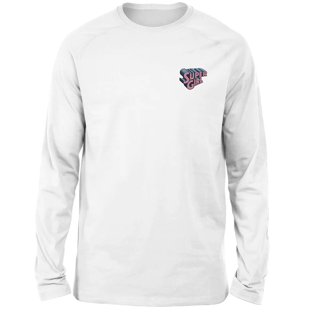 DC Super Girl Embroidered Unisex Long Sleeved T-Shirt - White - S Bild 1