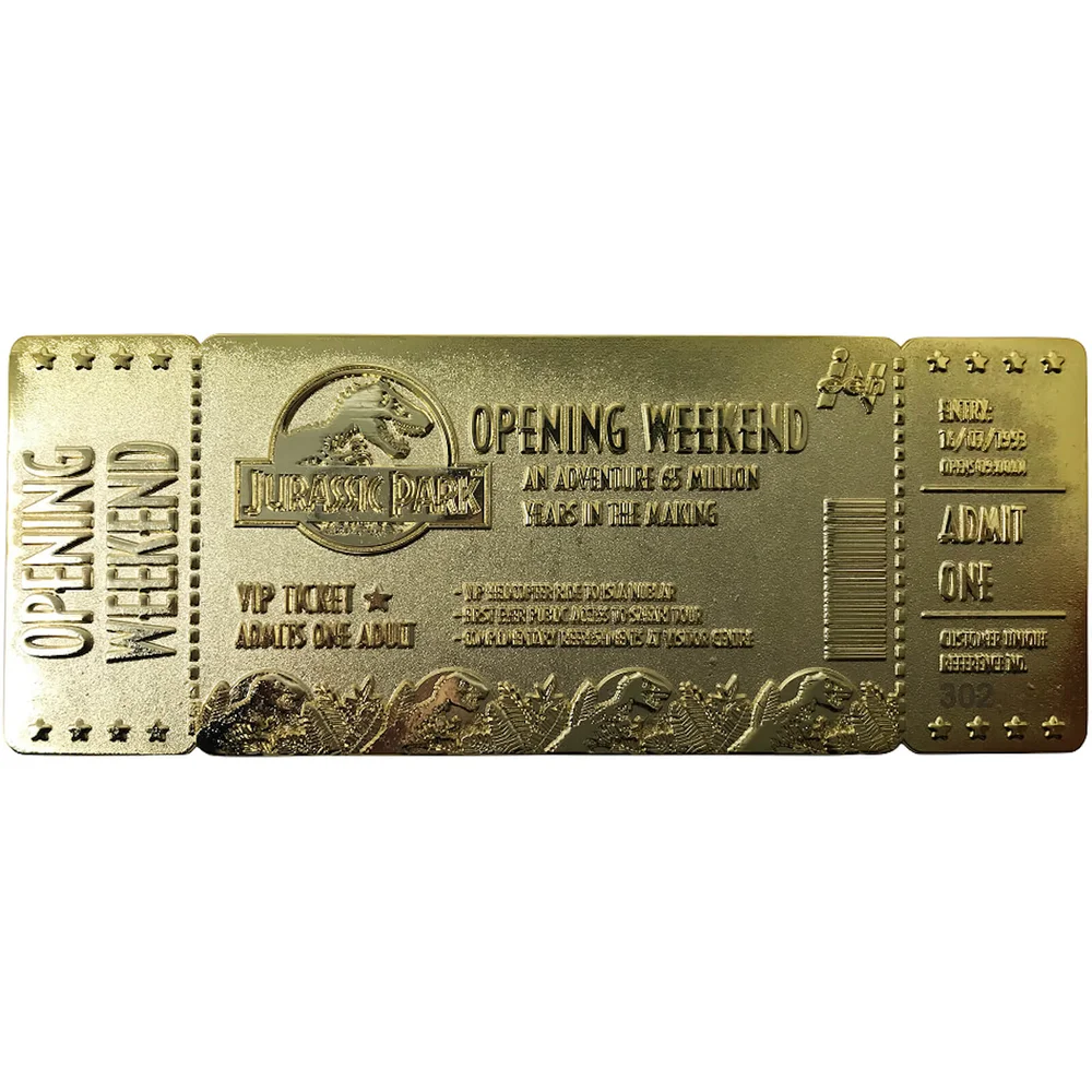 Jurassic Park 24K Gold Plated Entrance Ticket - Limited Edition Bild 1