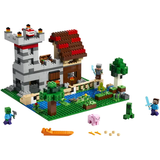LEGO 21161 Minecraft Die Crafting-Box 3.0 2-in-1 Set Schloss oder Farm mit Figuren: Steve, Alex und Creeper