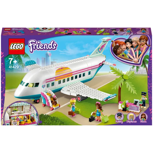 LEGO 41429 Friends Heartlake City Flugzeug Spielzeug ab 7 Jahren, Set mit 3 Mini Puppen und Zubehör