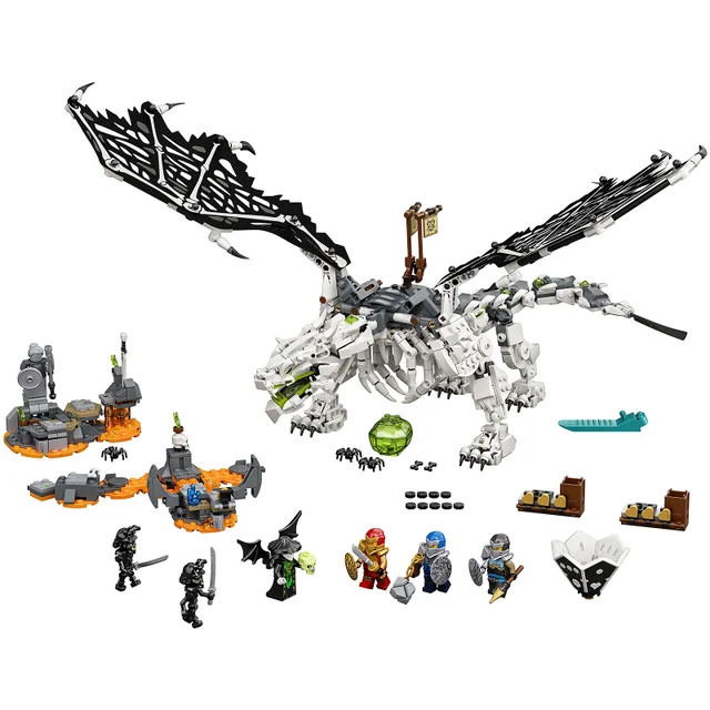LEGO 71721 NINJAGO Drache des Totenkopfmagiers, 2-in-1 Bauset und Brettspiel mit Skelett-Rittern Minifiguren