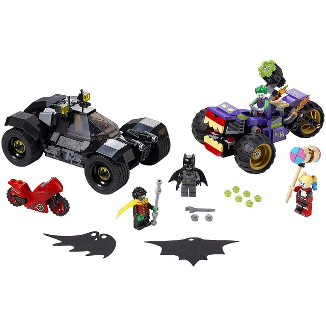 LEGO 76159 Super Heroes DC Batman Jokers Trike-Verfolgungsjagd mit Batmobile, Harley Quinn & Robin Minifiguren