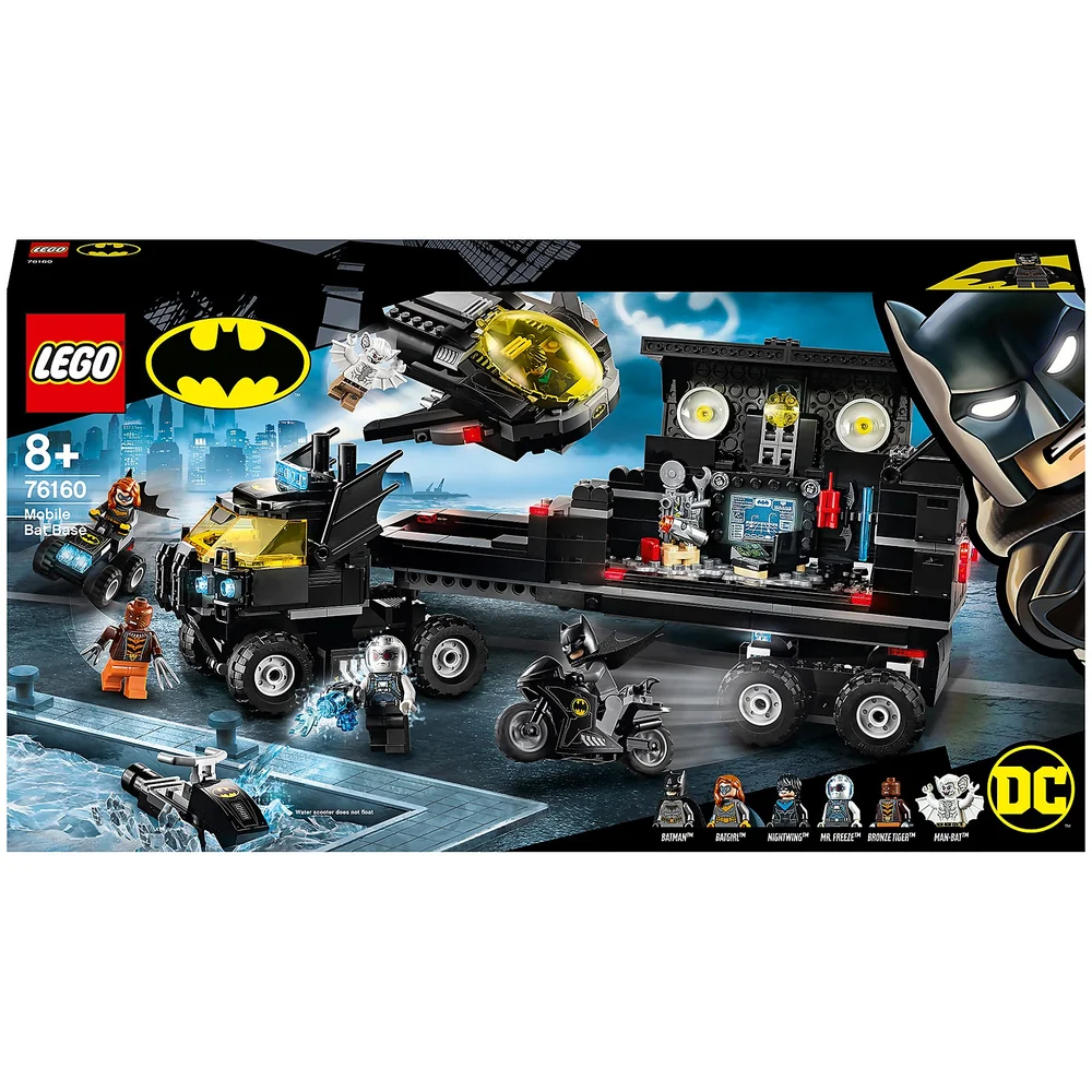 LEGO 76160 Super Heroes DC Batman Mobile Batbasis, Truck Spielzeug mit Batjet, Batquad, Motorrad und Wasserflitzer Bild 1