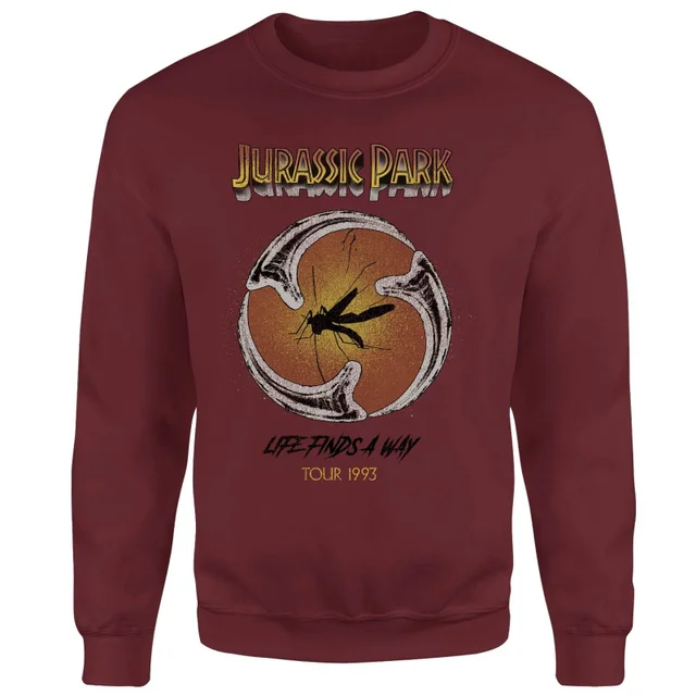 Jurassic Park Life Finds A Way Tour Sweatshirt - Burgunder