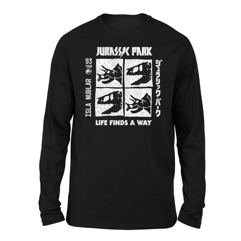 Jurassic Park The Faces Unisex Langarm T-Shirt - Schwarz - S Bild 1