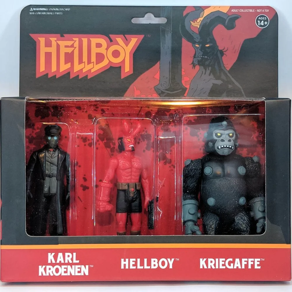 Super7 Hellboy ReAction-Figur 3er-Pack - Hellboy mit Hörnern, Karl Kroenen, Kriegsaffe Ape Bild 1