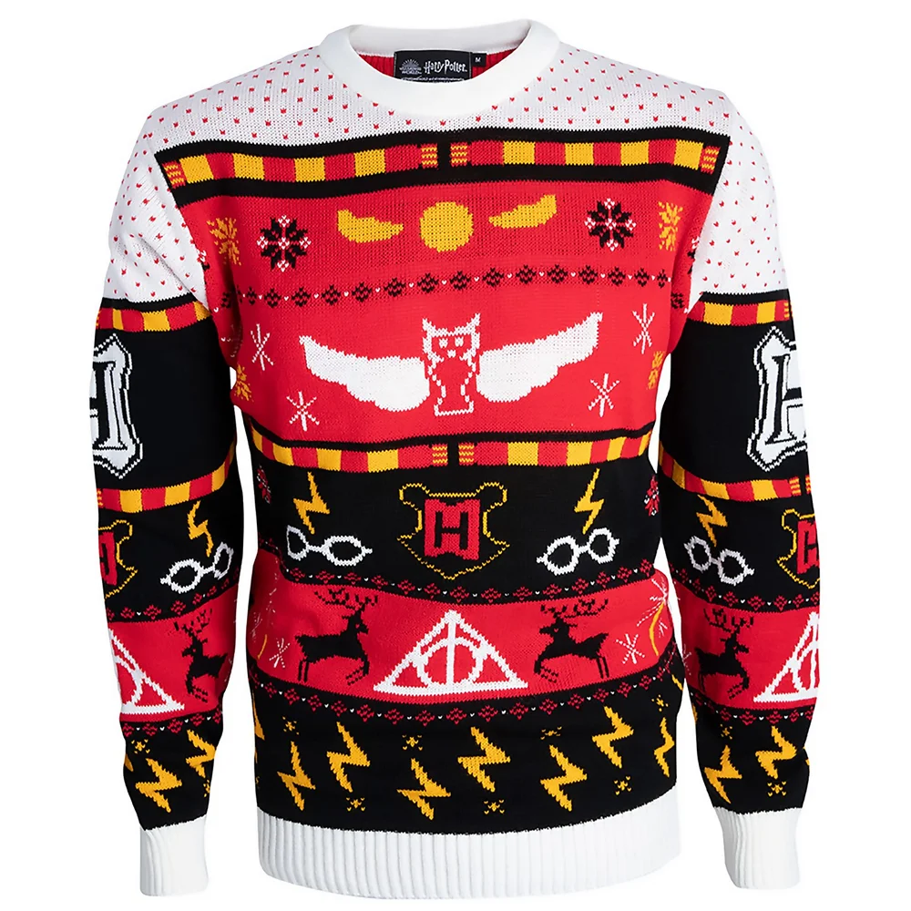Harry Potter Hogwarts Christmas Knitted Jumper - Red - M Bild 1